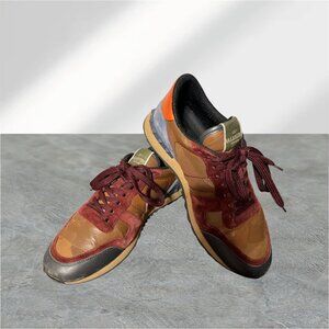 Valentino Garavani Rockrunners Men’s Sneakers Camouflage Burgundy Size EU 41